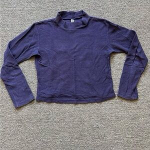 Ilana Kohn Purple Thermal Waffle Mockneck Long Sleeve Top